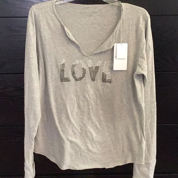 Zadig & Voltaire Tops - Zadig & Voltaire Grey L Love T shirt NWT